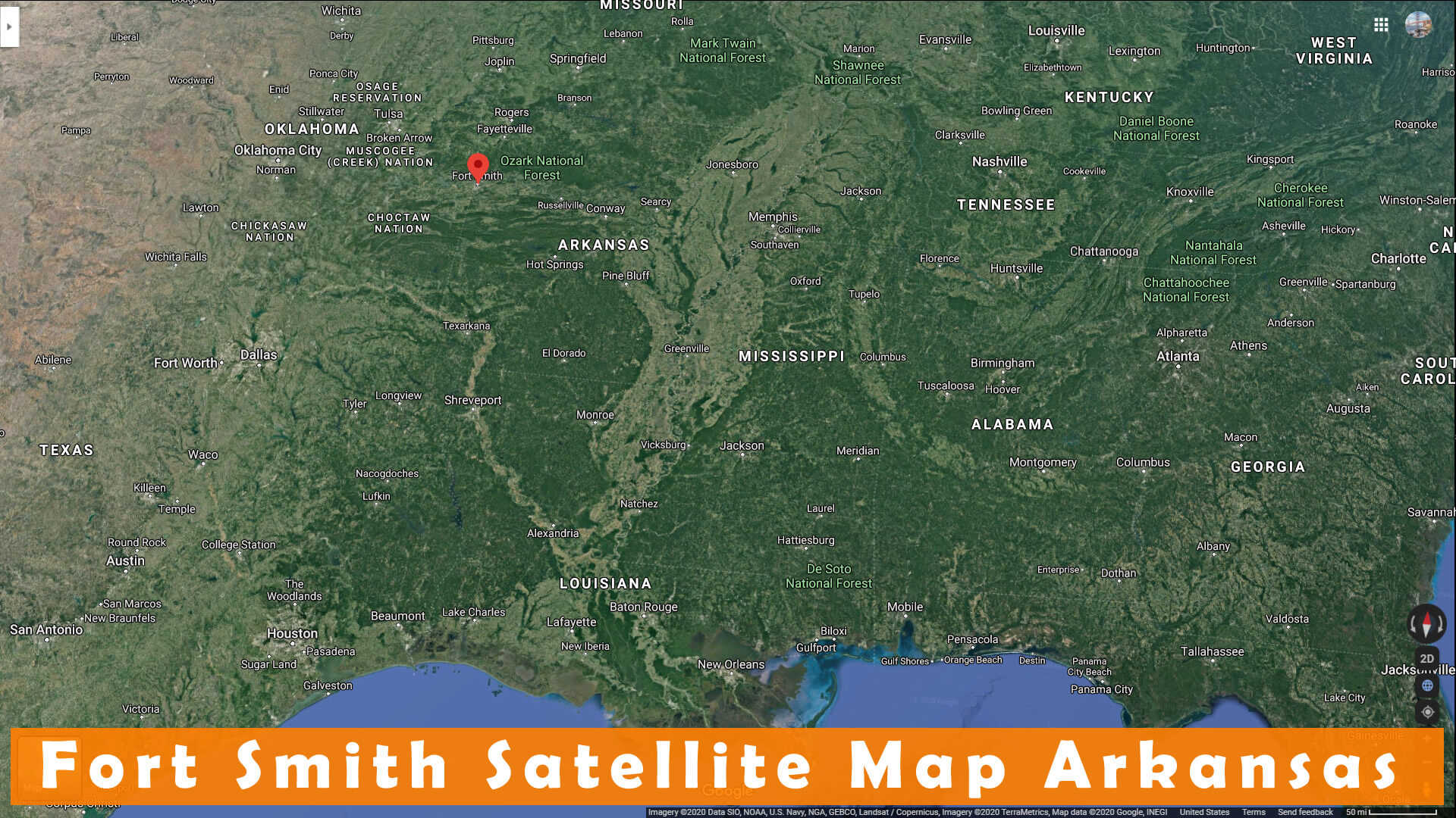 Fort Smith Satellite Carte Arkansas